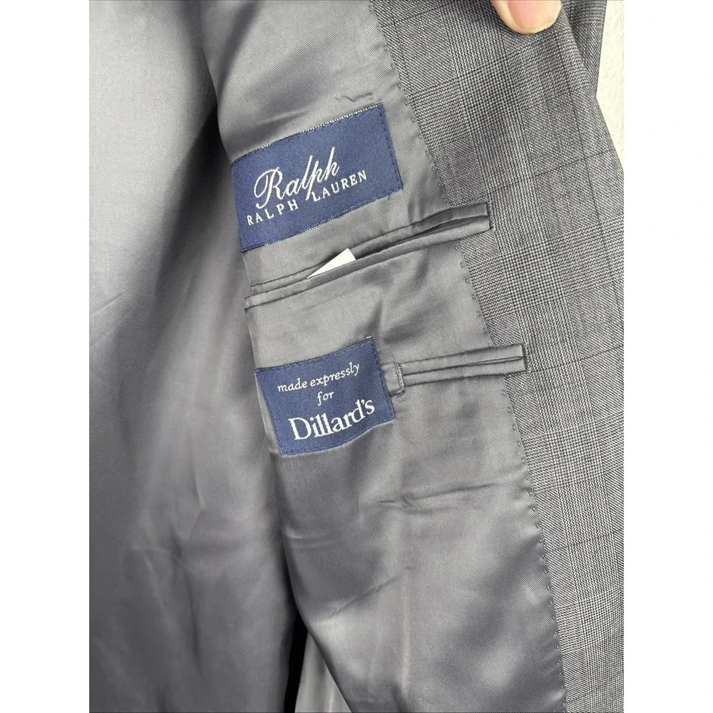 Ralph Lauren 42L Gray Windowpane Check Tweed sport coat Jacket blazer Preppy